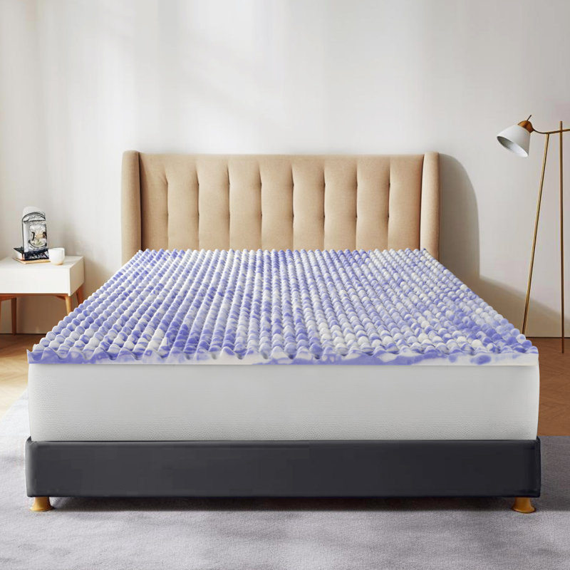 2" Reversing Purple Gel Memory Foam Mattress Topper with waterproof mattress  protector, Queen
