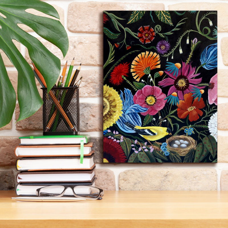 «Finch» par Catherine A Nolin, art mural sur toile, H 16 po x l 12 po x P 0,75 po