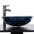 RAYS 16.5'' Blue Tempered Glass Circular Bathroom Sink with Faucet