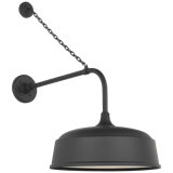 Thomas O'Brien, "Academy 20" Anchored Rex Barn Light in Matte Black with 16" White Rockhouse Shade