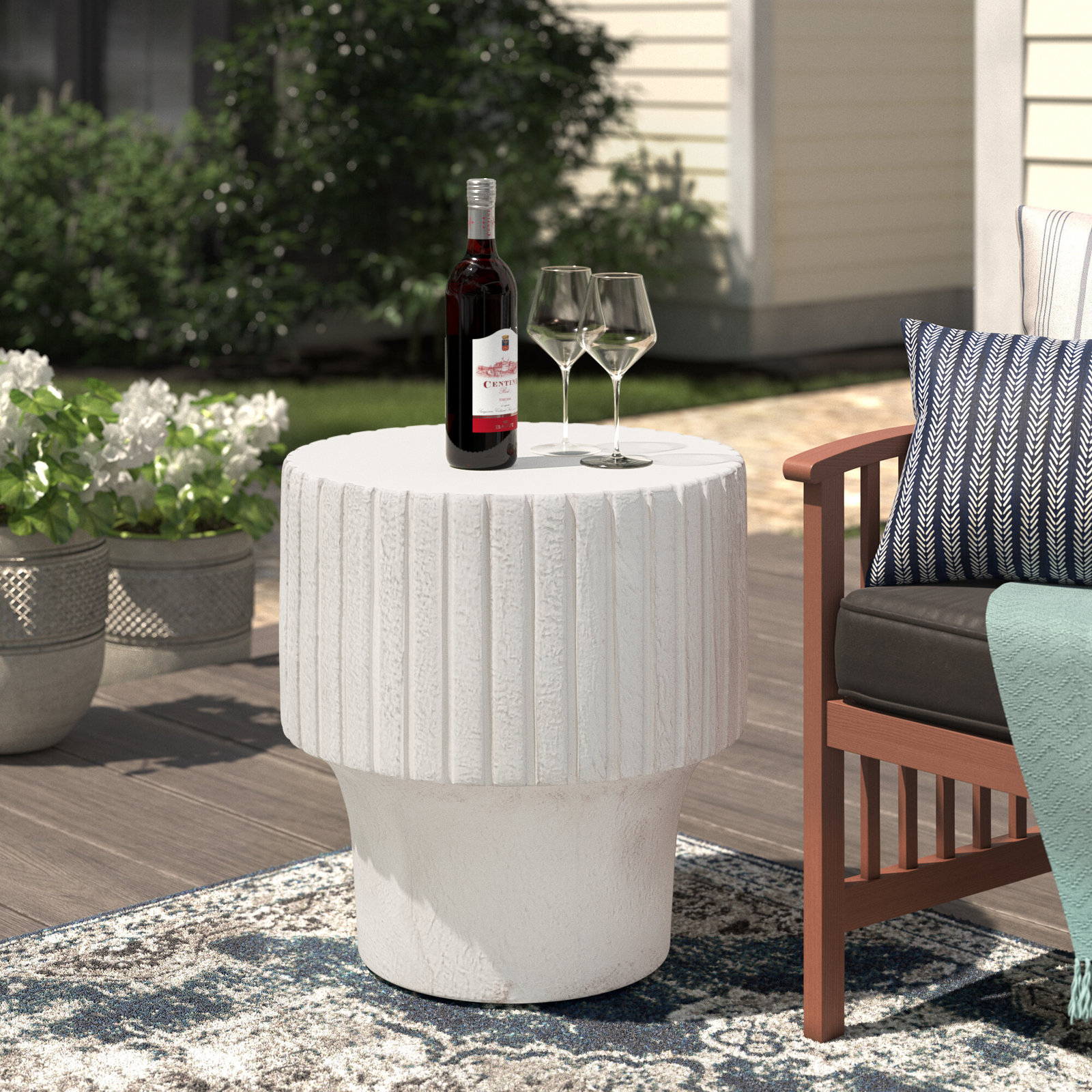 LaCure 20'' Stone Outdoor Side Table