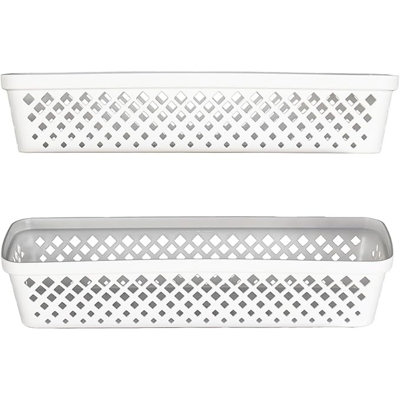 Glad Plastic Storage Basket Set - Multipurpose Drawer Trays, Kitchen Pantry Containers, And Bathroom Bins - 6 Pack Narrow Organizers, White