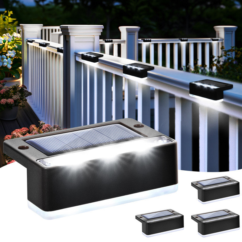 Stainless Steel Solar Powered Step Light Pack, Cold White, Black