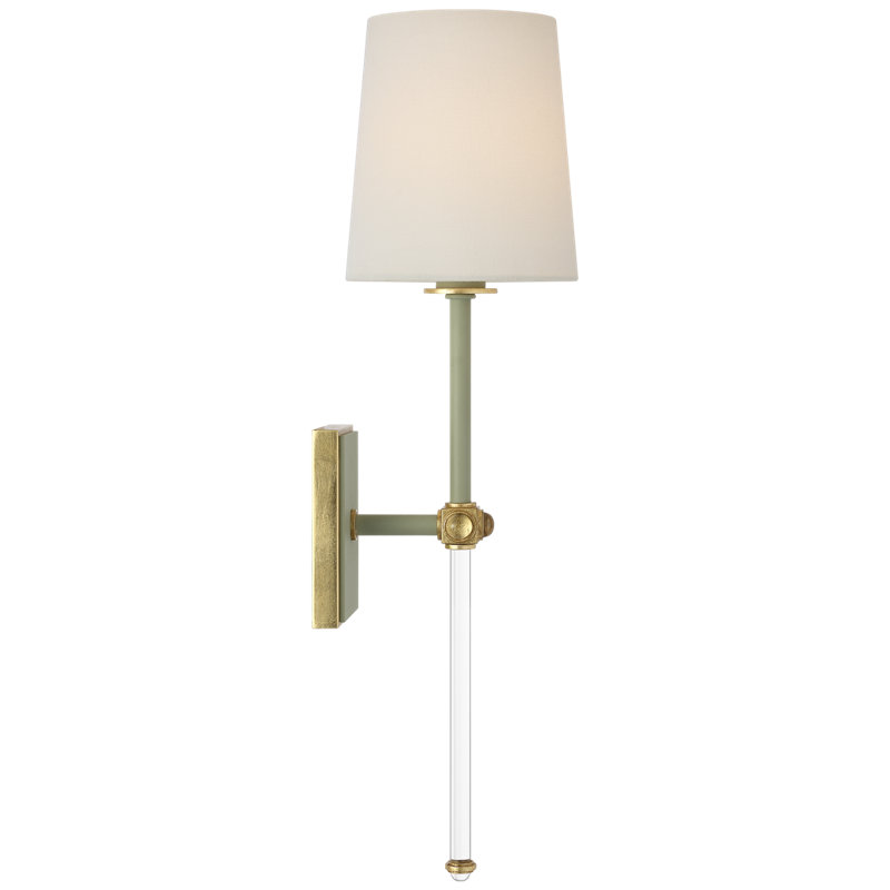 Julie Neill Lucia 21" Cordless Sconce with Linen Shade, Celadon/Crystal