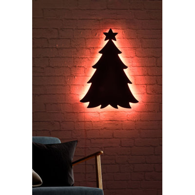 Éclairage décoratif à DEL avec base en panneau de fibres à densité moyenne noir, 7,9 po x 10,6 po x 1,1 po | 60 DEL / m, adaptateur 12 V CC 1 A, cordon de 375 cm | 470 lumens, 3500 K, IP20 | Système de suspension murale intégré, décoration rouge élégante pour la décoration intérieure