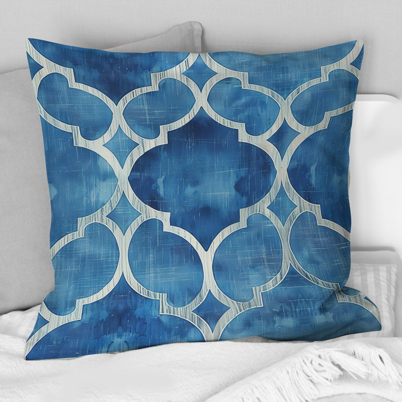 Coussin moderne bleu Modern Trellis VII, H 16 po x l 16 po