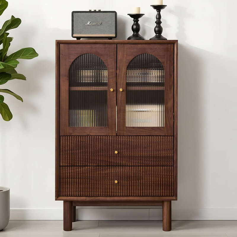 Commode de rangement rétro en noyer noir, 43.31 cm H x 27.55 cm W x 15.74 cm D