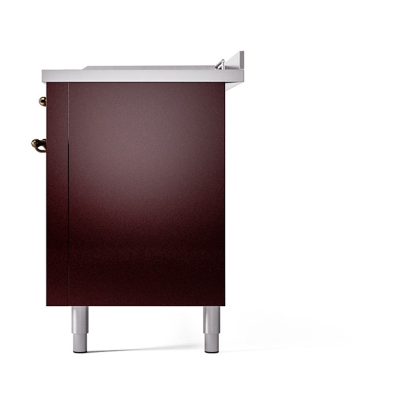 ILVE Nostalgie II Noblesse 60 in Dual Fuel Range 7 Burner, Griddle, Frenchtop, Burgundy/Burnished, Natural Gas