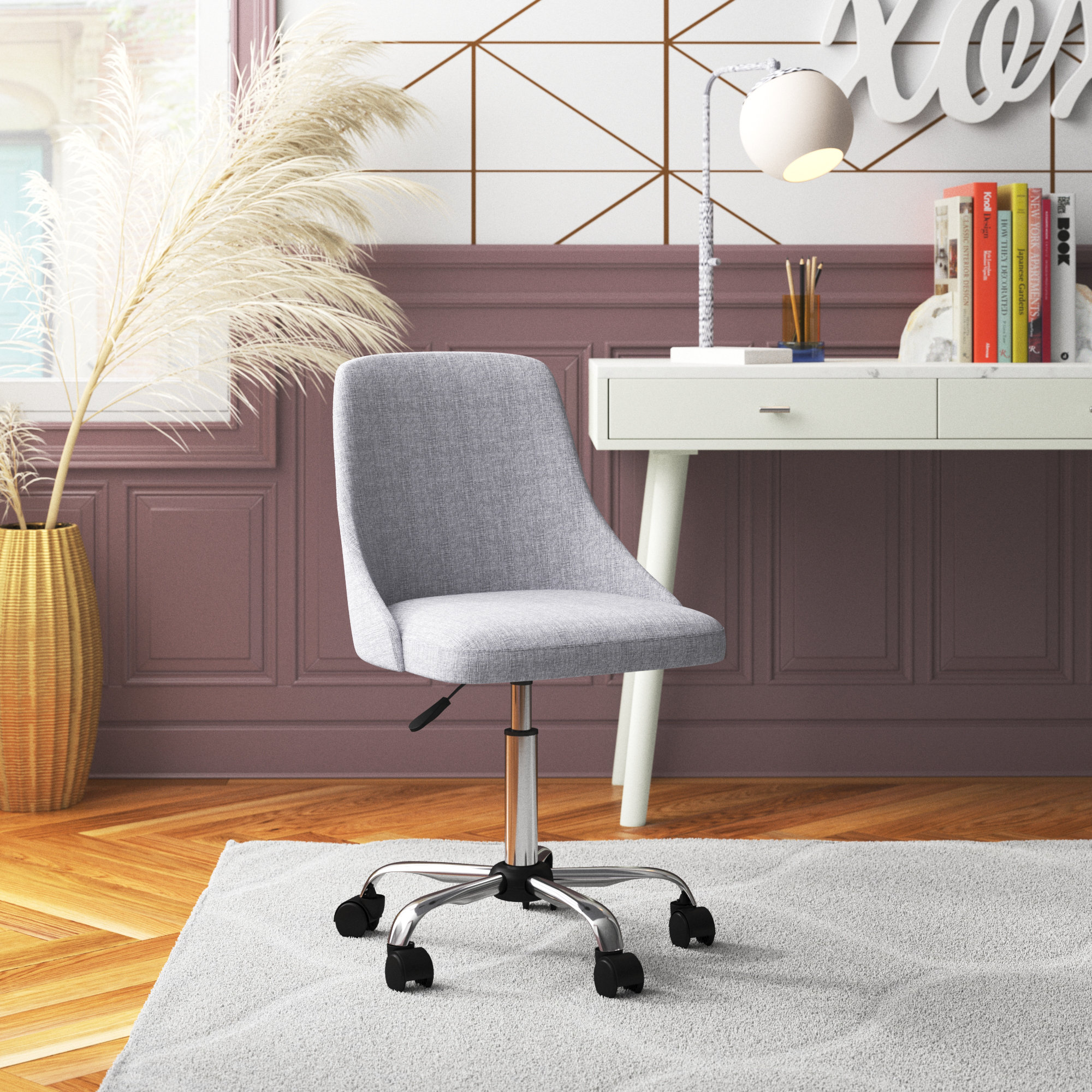 Natalia Fabric Upholstered Office Chair with Chrome Base
