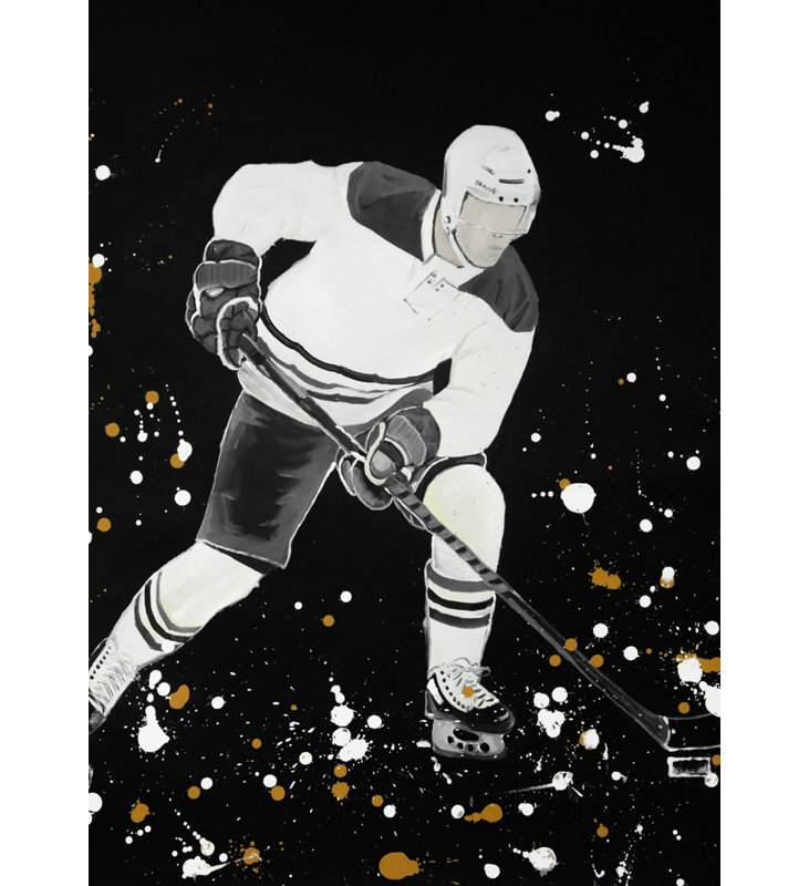 Joueur de hockey en action - Décoration de chambre en toile encadrée