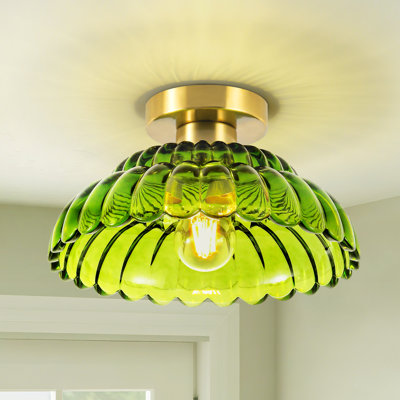    Moncia 1-Light Fluted Glass Semi-Flush Mount Ceiling Light