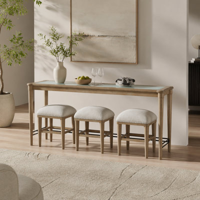 Console en verre givré avec 3 tabourets
