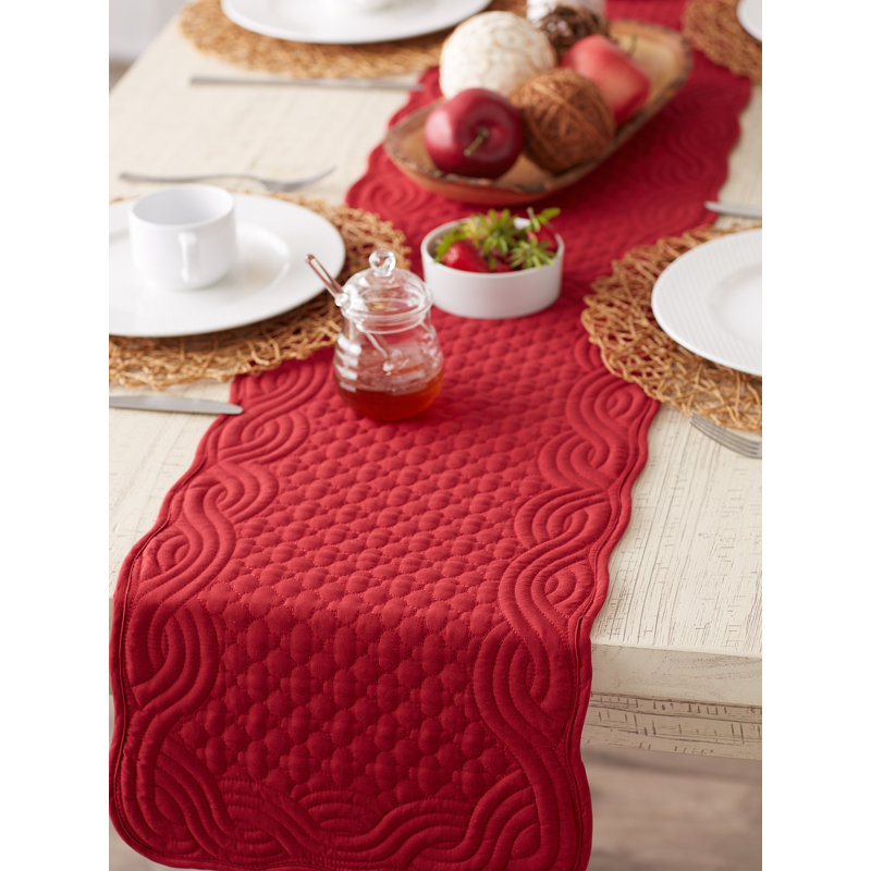 Aricin Geometric Table Runner, Red