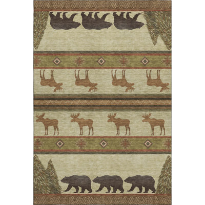 Premium Machine Washable Henrikh AMF141 Brown Rug