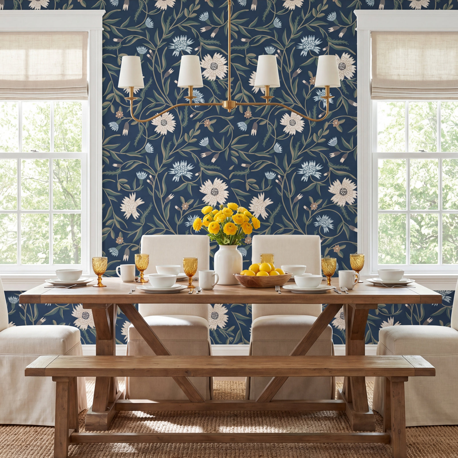 Aster Wallpaper, Navy