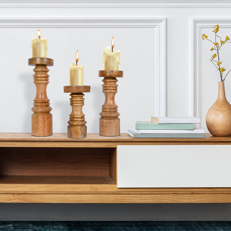 Wood Tabletop Pillar, Light Brown