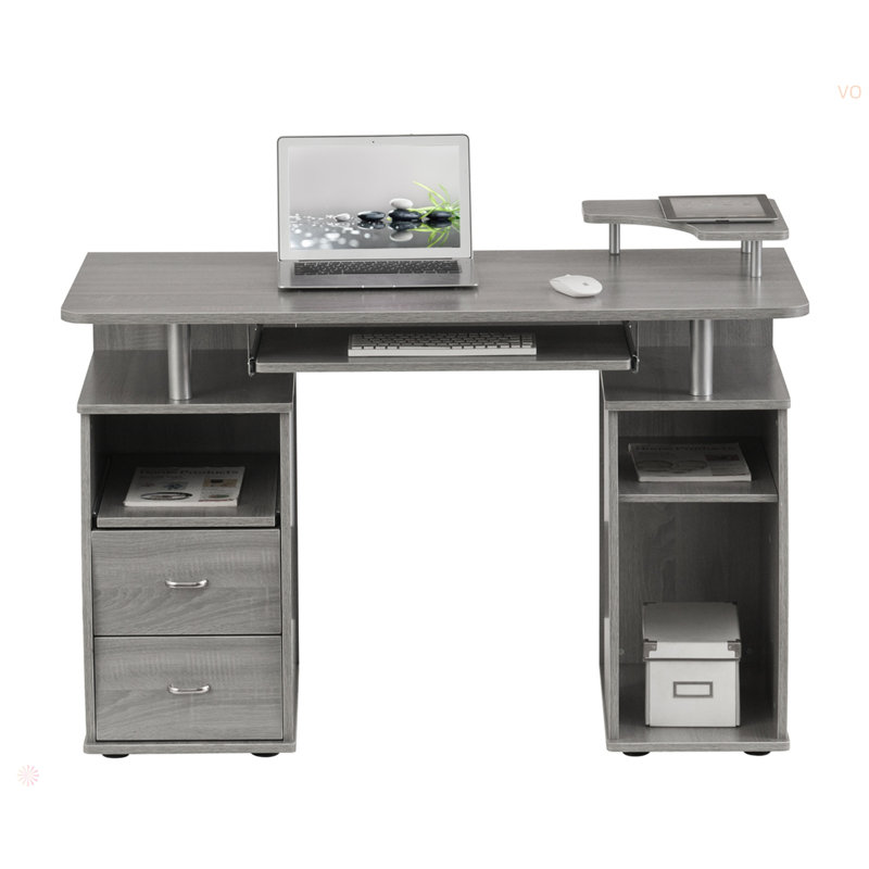 Bureau d'ordinateur avec rangement Techni Mobile, Gris