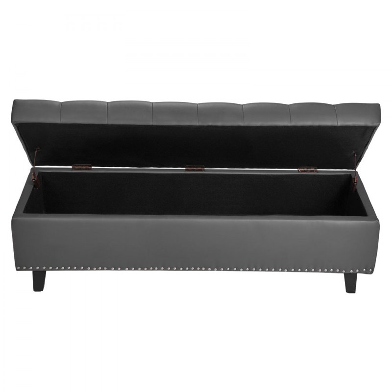 Faux Leather Upholstered Storage Bench, Grey