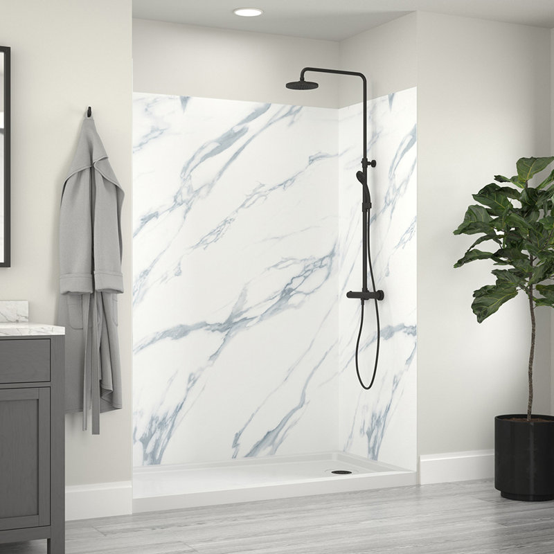 Carrara White Marble 60'' x 32'' x 78'' 5-Piece Shower Wall Kit