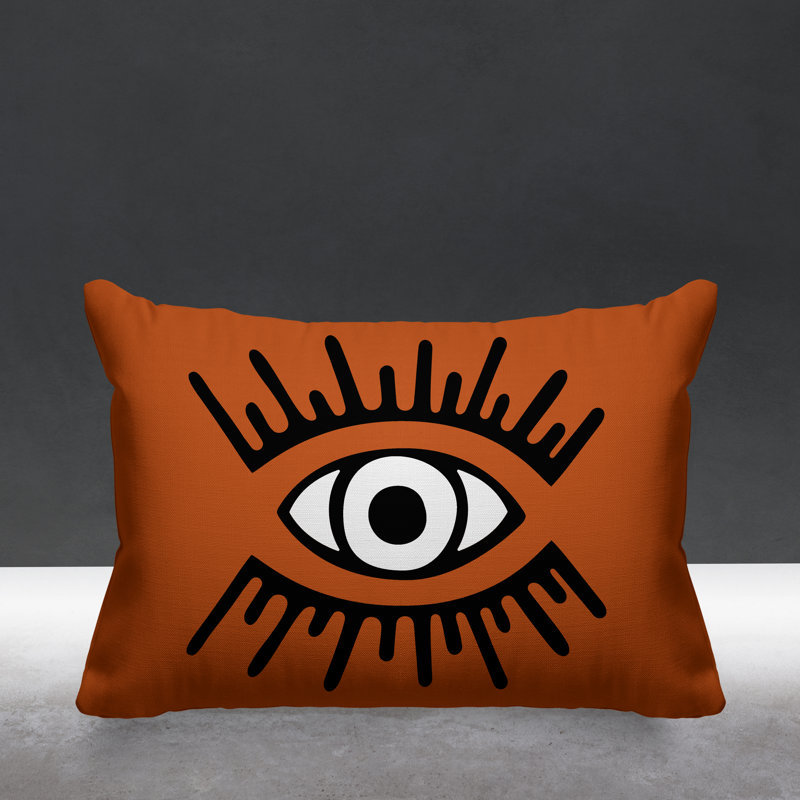 Coussin intérieur / extérieur Miranda Evil Eye, Orange