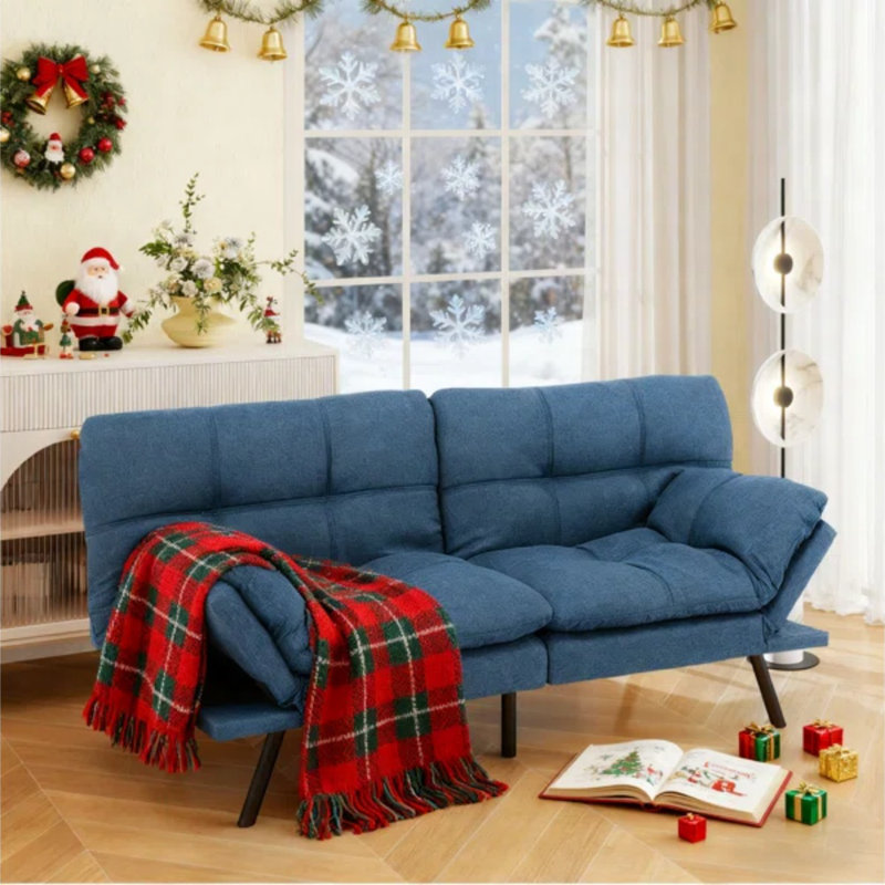 71" Futon Sofa Bed with Adjustable Armrest & Backrest , Multifunctional Love seat Convertible Sofa for Living Room, Apartment, Office