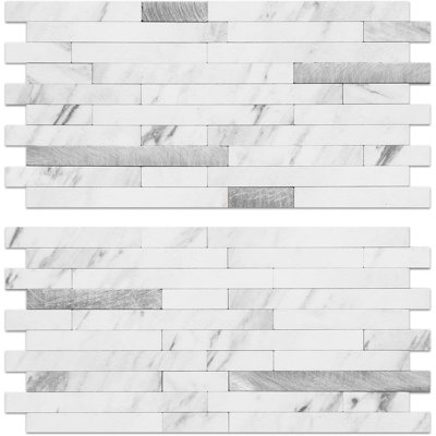 20 feuilles de carrelage mural aspect marbre blanc