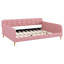 Grand lit de jour rembourré avec tissu en lin, structure en bois de pin massif, pieds robustes - Canapé-lit pour chambre d'amis-233937403
