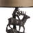 Rustic Resin Table Lamp With Elk Scene And Double Drum Shade.