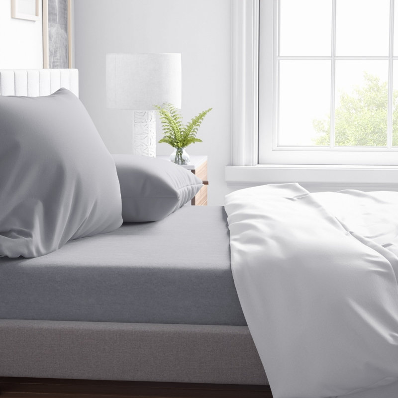 Microfiber Sheet Set, Silver, Split King Sheet Set + Fitted Sheet + 2 Pillowcase