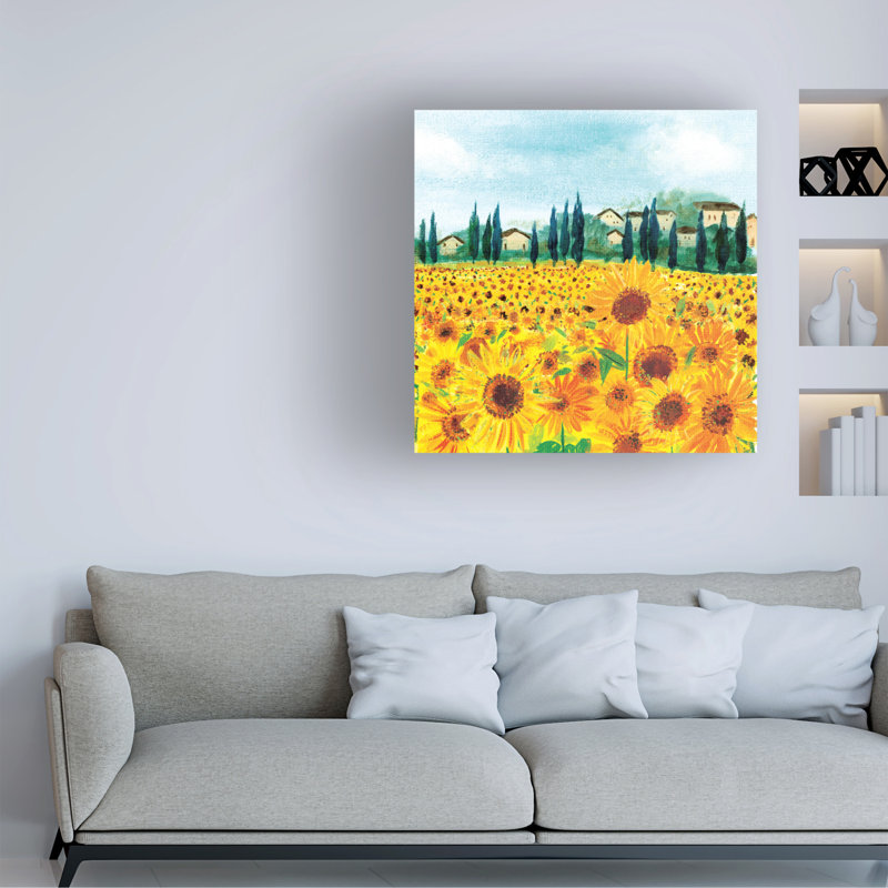 Tournesols en Provence sur toile, L 18 po x H 18 po x P 2 po