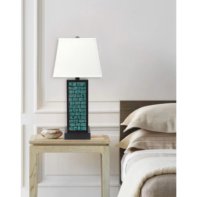 Hollinger Wood Table Lamp, Blue/Black