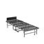 Lit simple de 190 cm avec tête de lit réglable, matelas en mousse à mémoire de forme de 12,5 cm, design compact, construction stable, lit de camp portatif, roulettes pour faciliter le transport. Convient aux personnes de grande taille. Matelas en mousse de 12,5 cm, structure métallique robuste.