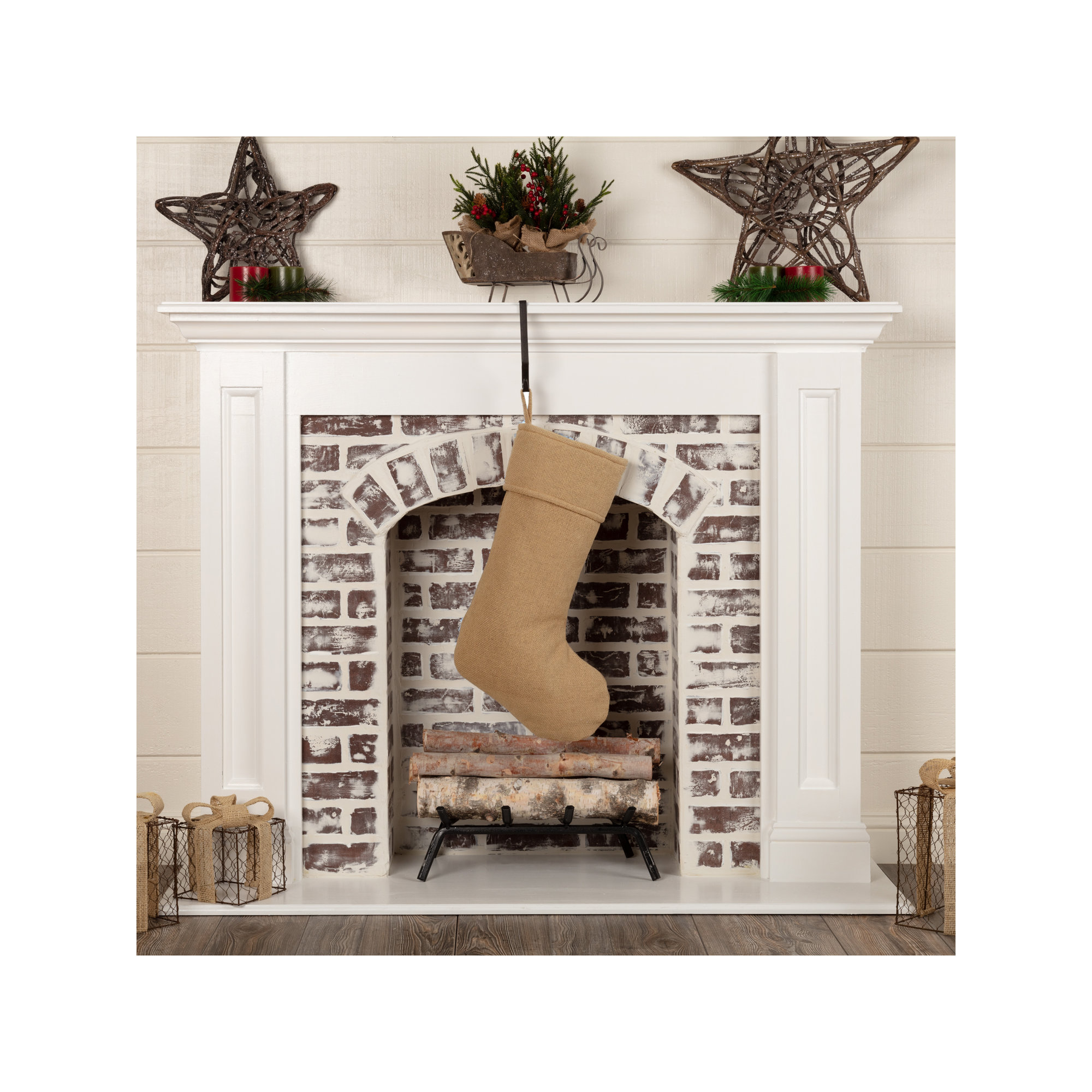 Festive Finds Burlap Stocking, 20" H x 11" W, Natural
