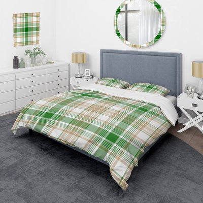 Ensemble de housse de couette en microfibre vert / blanc 2 pièces