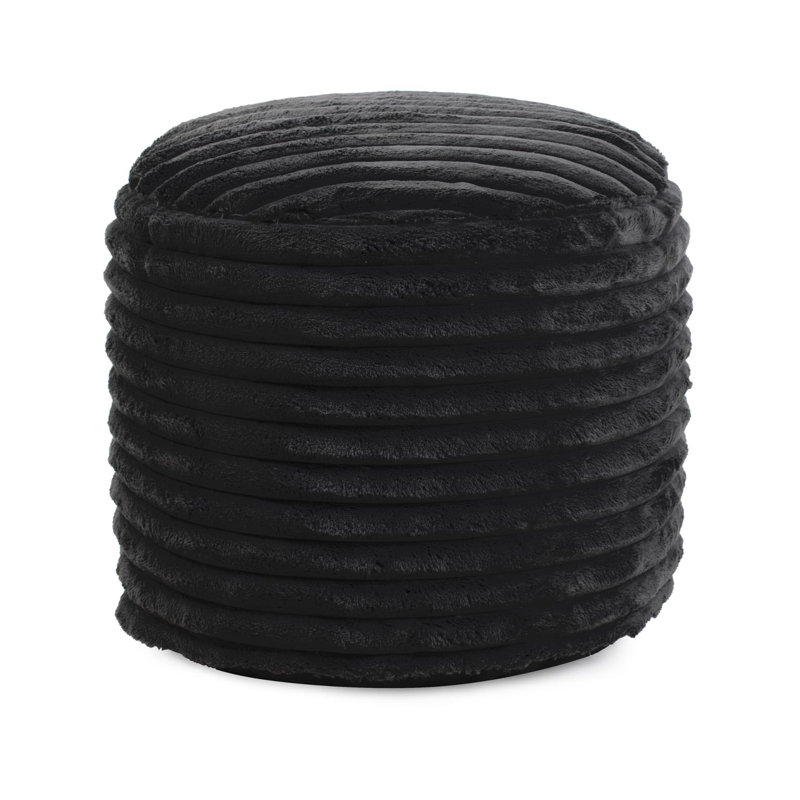 Pouf Campblin haut Shar Pei blanc, Polyester noir