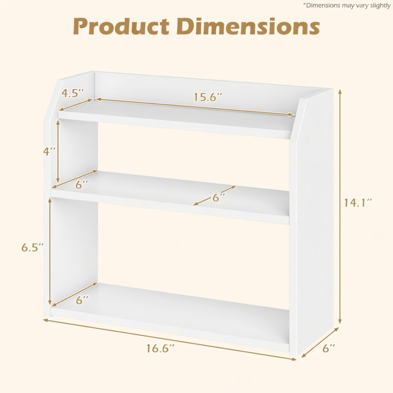 Étagère de bureau en bois à 3 niveaux avec rebords surélevés, rangement compact pour comptoir, bureau, cuisine et espace de travail, blanche