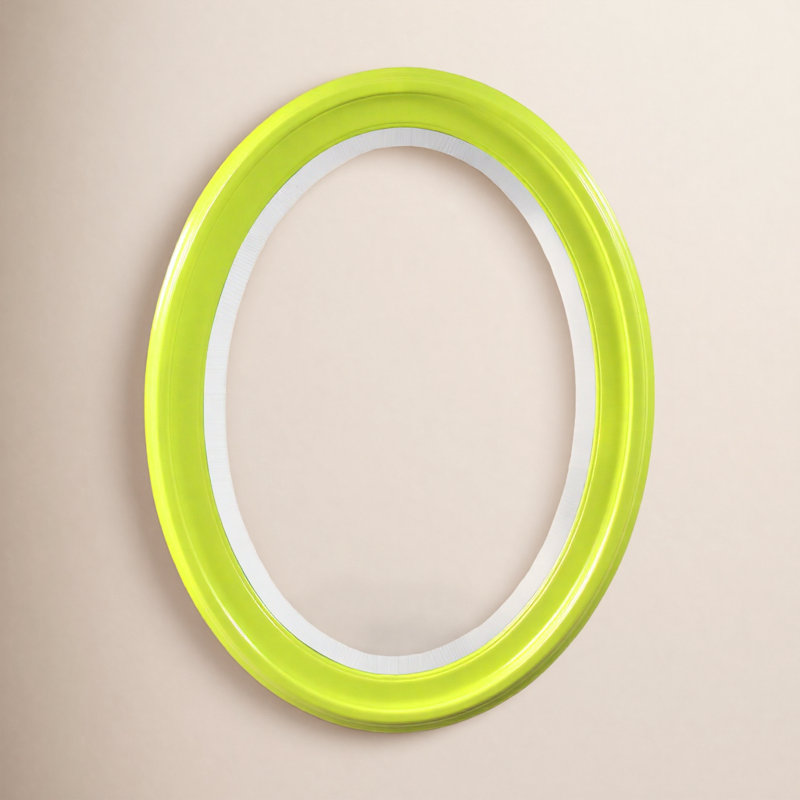 Borna Solid Wood Oval Mirror, Green