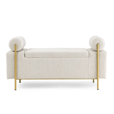 Storage Ottoman Bench, Ottoman With Storage, Foot Rest Stool, Load 250 Lb, Living Room, Bedroom, Entryway,Beige by Mercer41