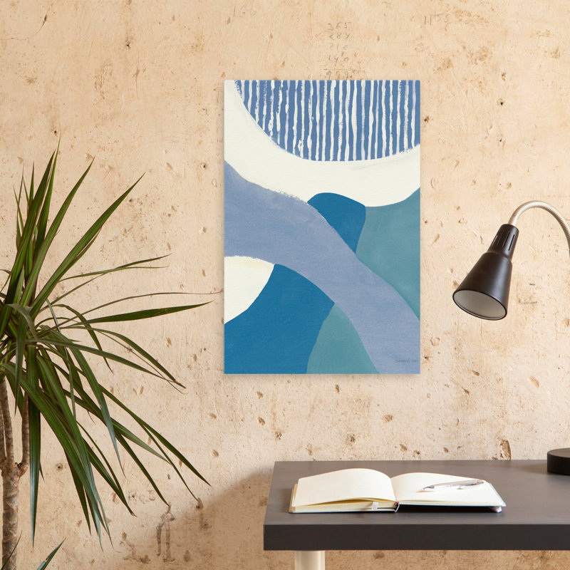 Abstrait et art abstrait bleu rétro bleu VI, H 24 po x l 16 po