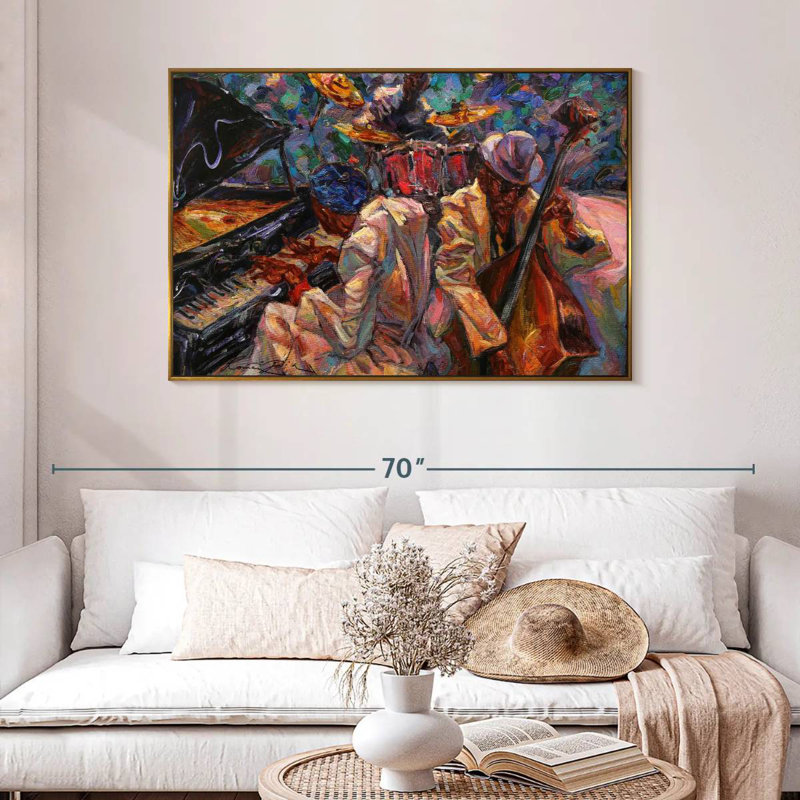 Jazz Band, 46 po x 31 po, Cadre flottant doré