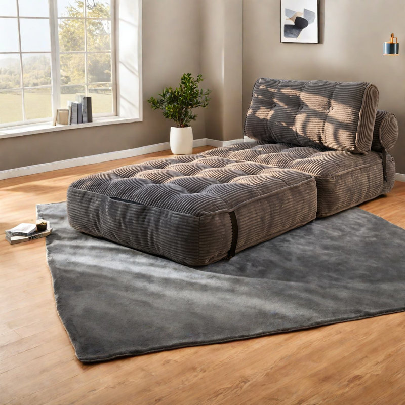 Canapés-lits pliables à compression, en velours côtelé gris, modernes et portables, pour la maison, Gray