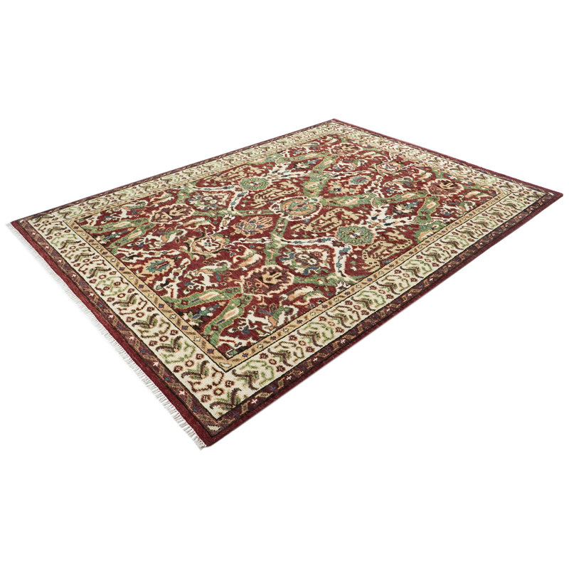 Tapis 9 pi x 12 pi 1 po en laine nouée à la main