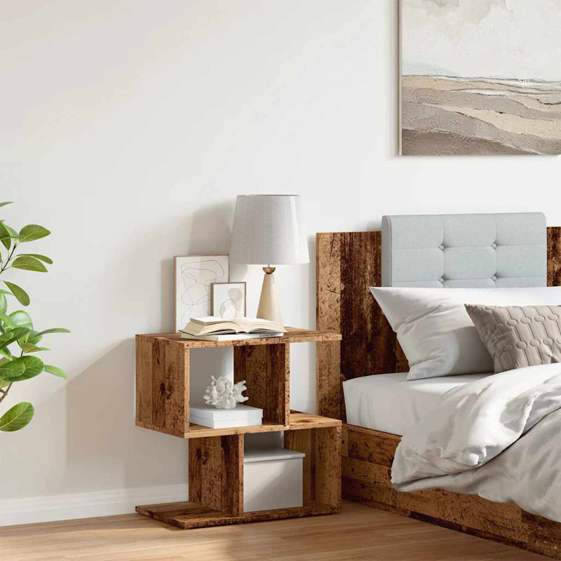 Gillet 50cm W Bedside Table, Old Wood, 1