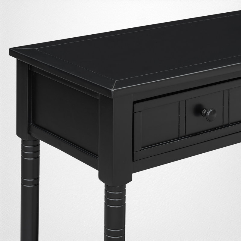 Console 35,4 po avec deux tiroirs et une tablette inférieure, Noir