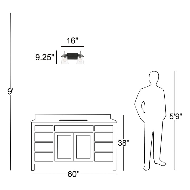Lampert 2 - Light Dimmable Vanity Light