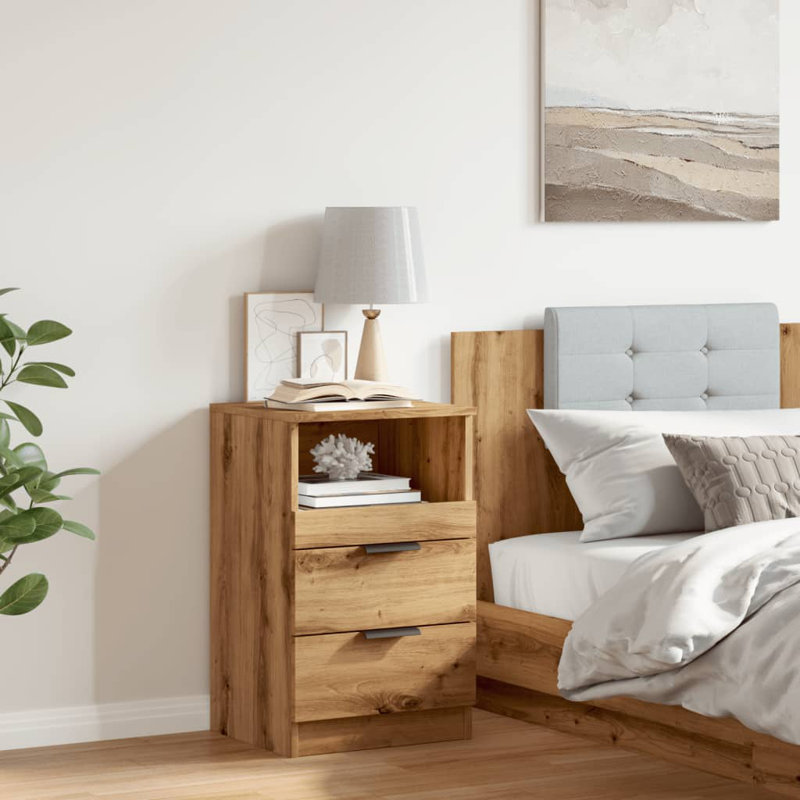 Doleman 40cm W Manufactured Wood Bedside Table, Individual, Artisan Oak
