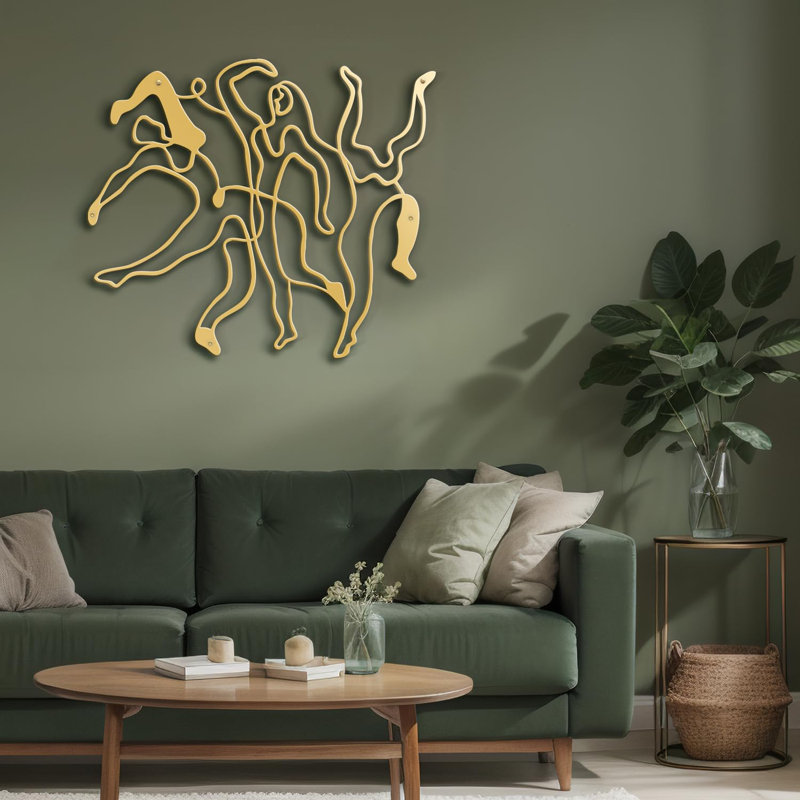 Décoration murale en métal, H 30 po x l 30 po x P 0,05 po, Or