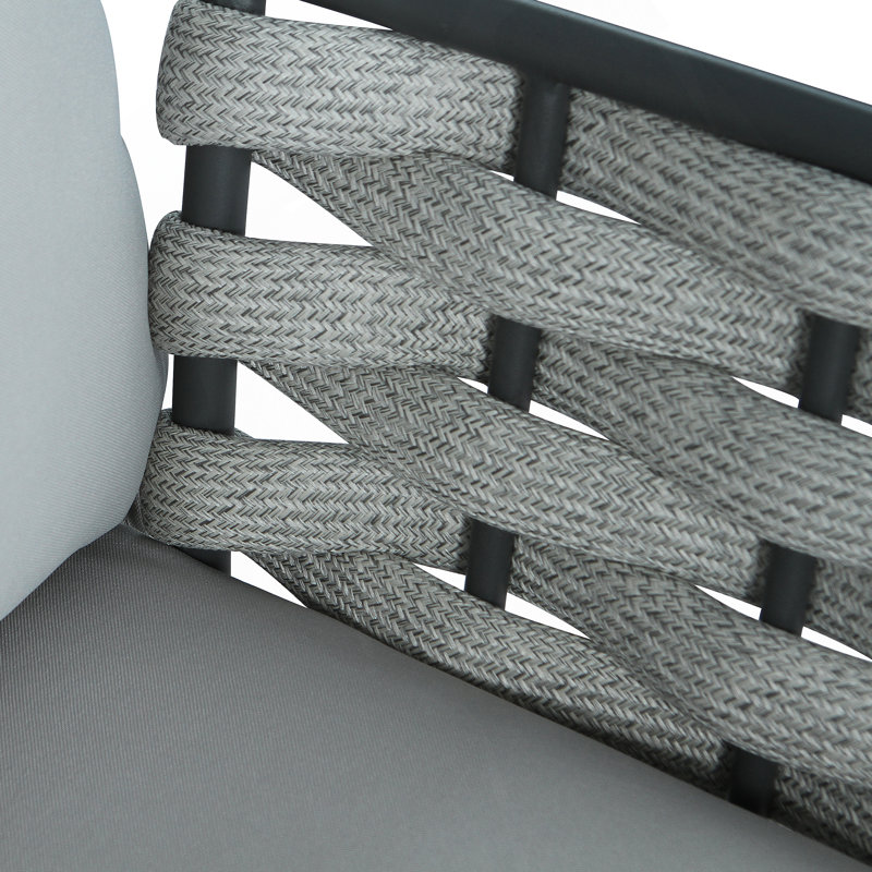 Causeuse et table en acier, gris, Gris, Gris