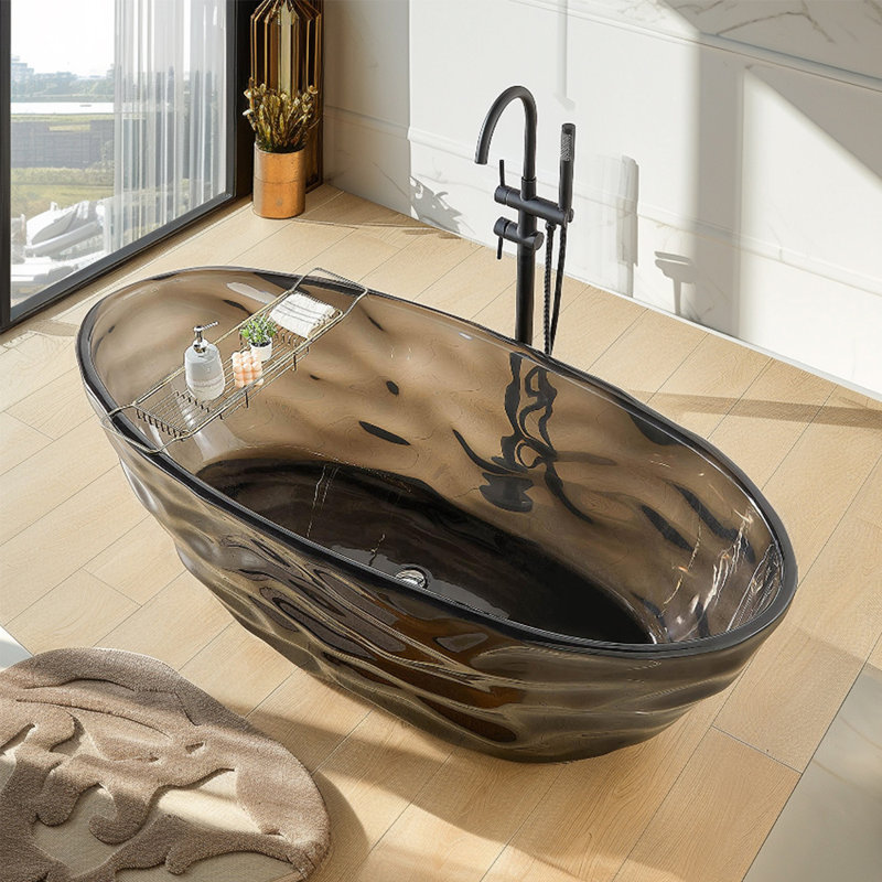 Baignoire de trempage autoportante 65,7 po, Noir
