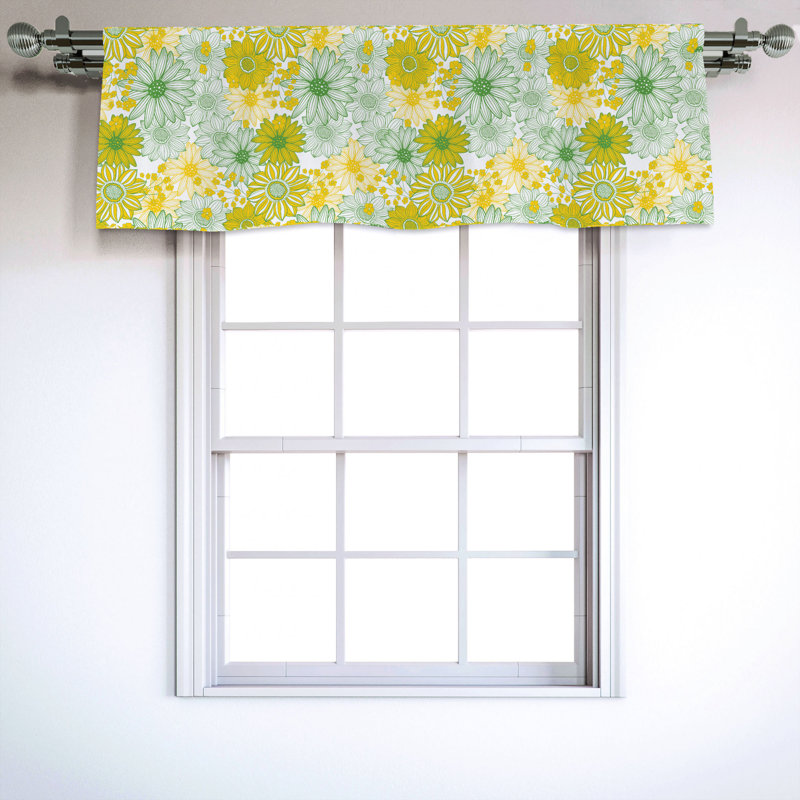 Sateen Floral Ruffled Window Valance
